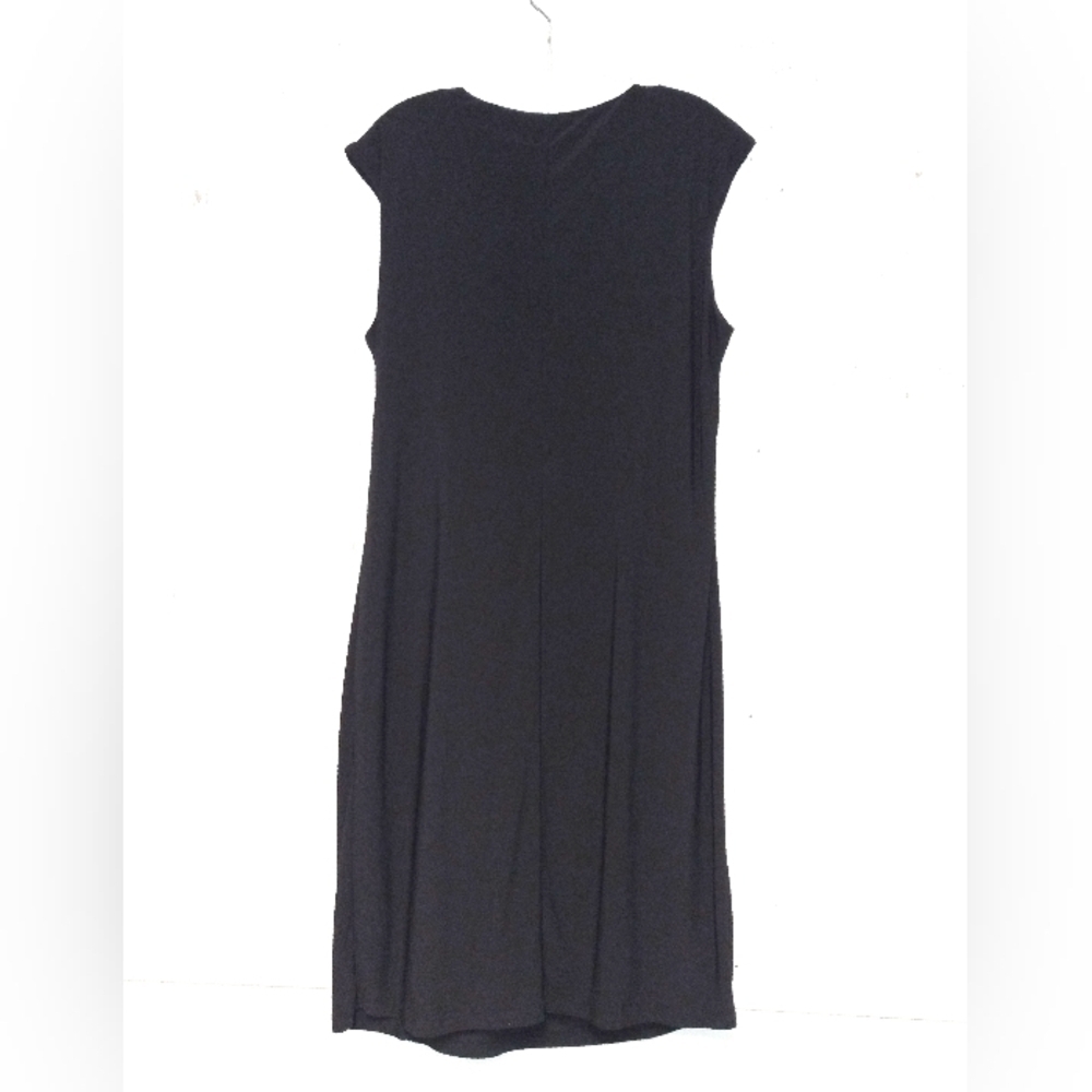 Ronnie Nicole black v neck faux wrap/ruching waist sleeveless stretchy dress 14W - Picture 2 of 5
